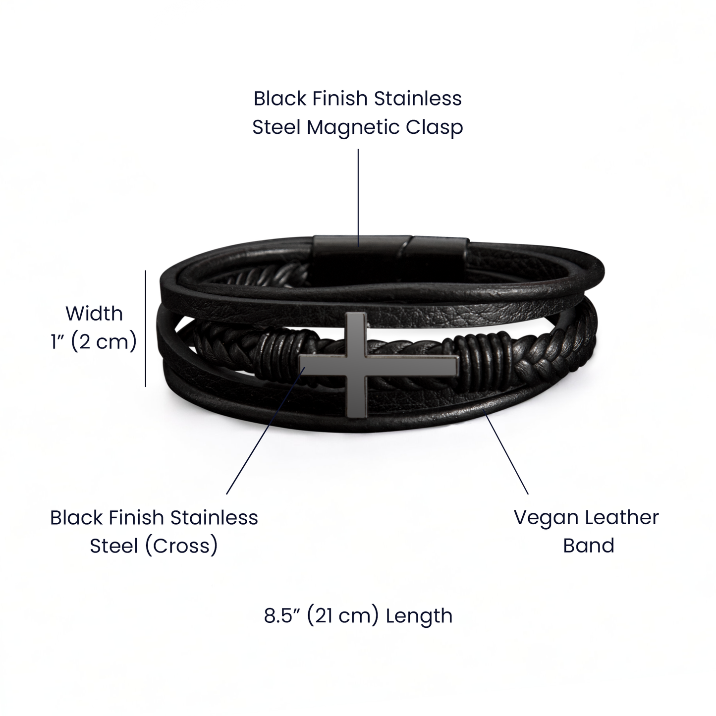 Dad: You're the Anchor - Men's Cross Leather Bracelet