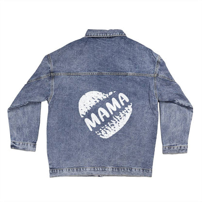 Mama: Unique Mama Bear Oversized DTG Denim Jacket