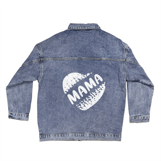 Mama: Unique Mama Bear Oversized DTG Denim Jacket