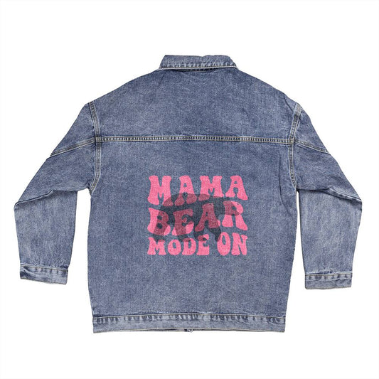Mama Bear Mode On: Oversized Women's DTG Denim Jacket