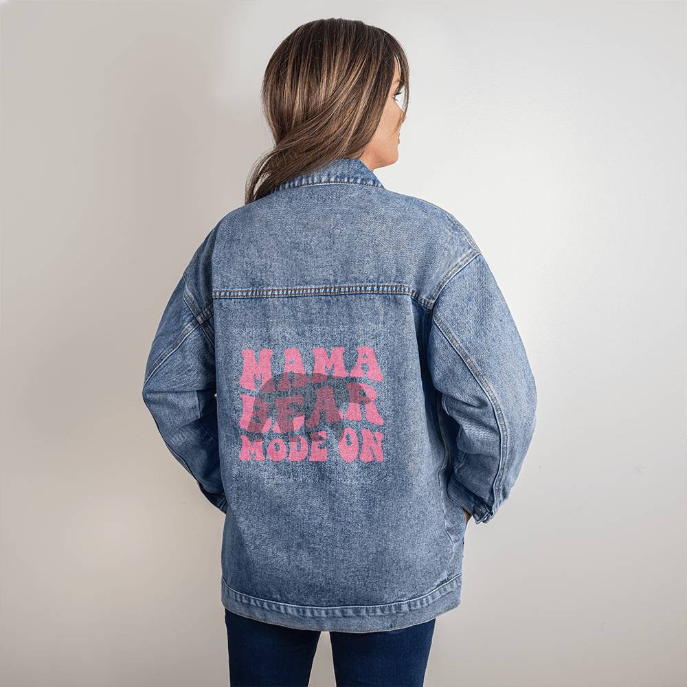 Mama Bear Mode On: Oversized Women's DTG Denim Jacket