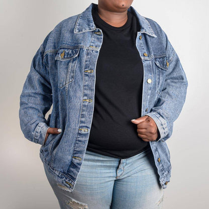 Oversized Women's DTG Denim Jacket- I Have the Best Mom