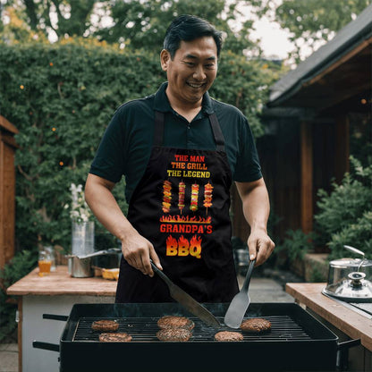 The Man, The Grill, the Legend Grandpa's Barbecue Apron!