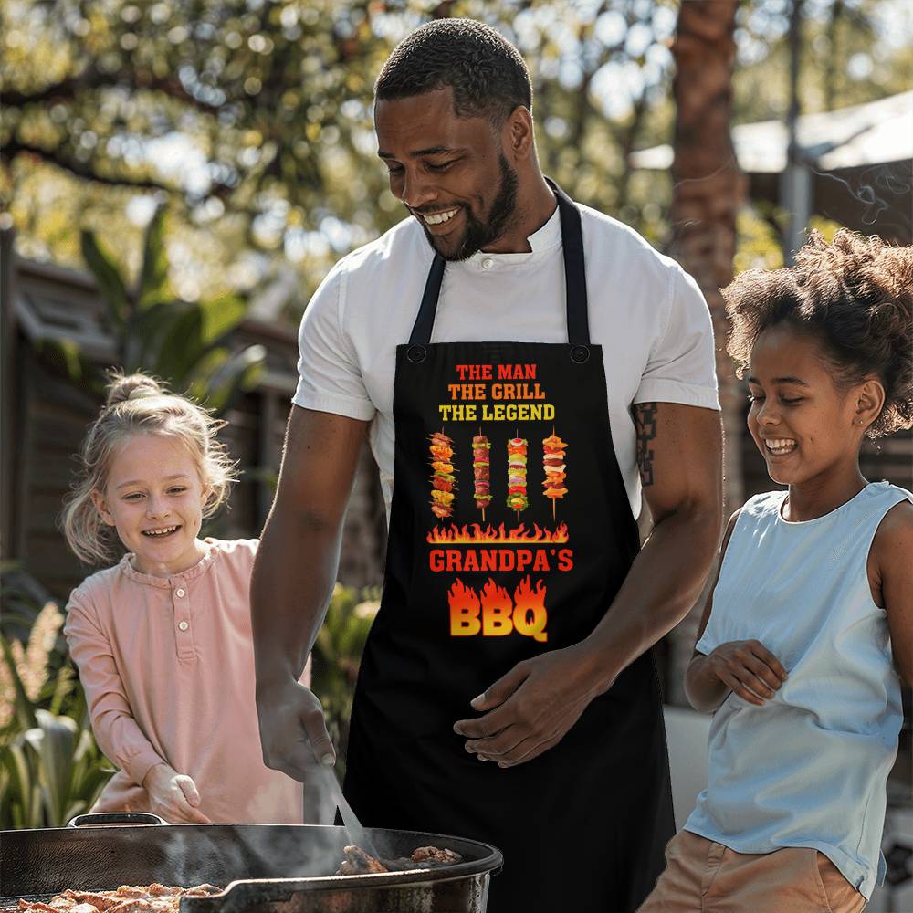 The Man, The Grill, the Legend Grandpa's Barbecue Apron!