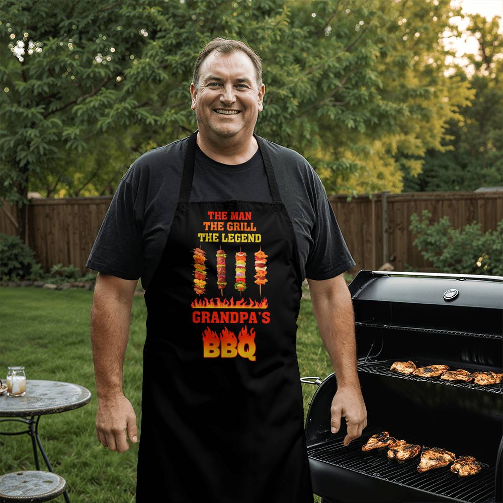 The Man, The Grill, the Legend Grandpa's Barbecue Apron!
