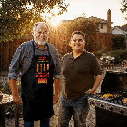 The Man, The Grill, the Legend Grandpa's Barbecue Apron!