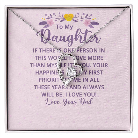 To My Daughter From Dad - If There's a Person I Love More - Forever Love Necklace