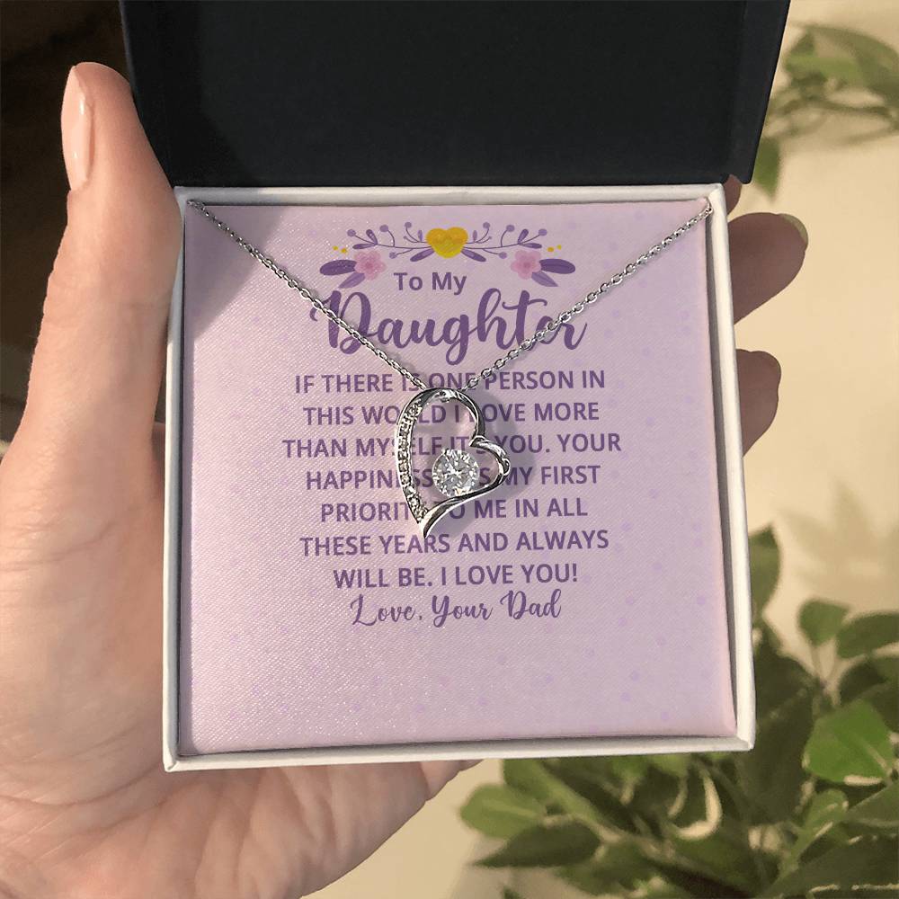 To My Daughter From Dad - If There's a Person I Love More - Forever Love Necklace