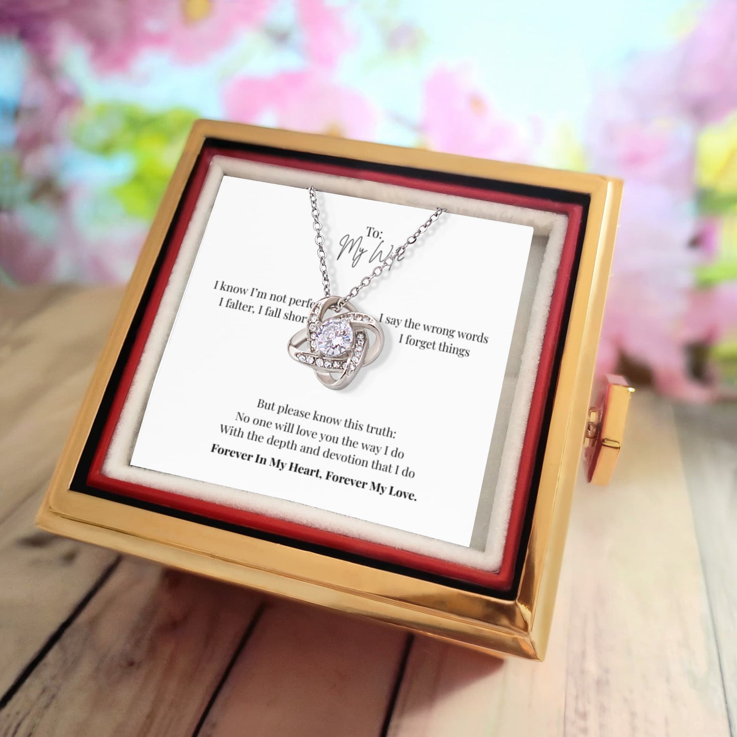 To My Wife: Love Knot with Rotating Rose Gift Box