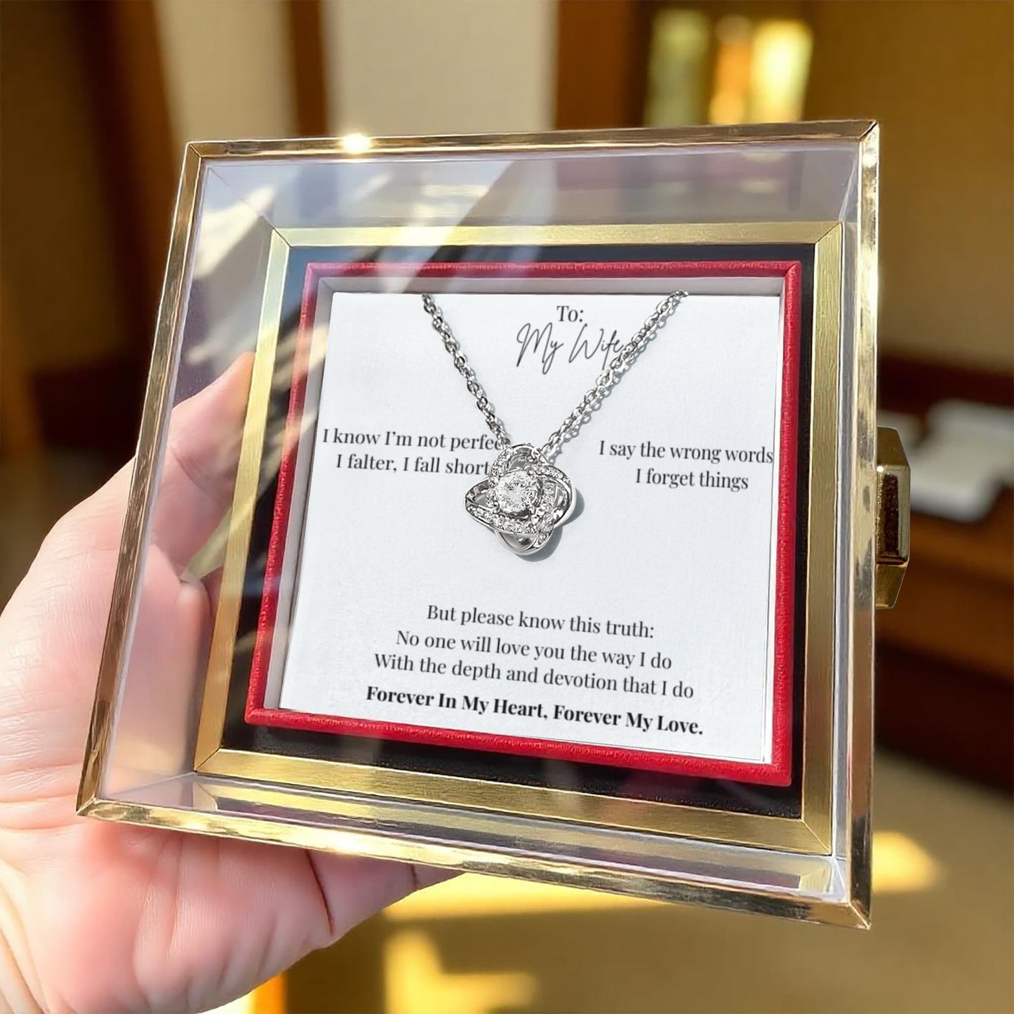 To My Wife: Love Knot with Rotating Rose Gift Box