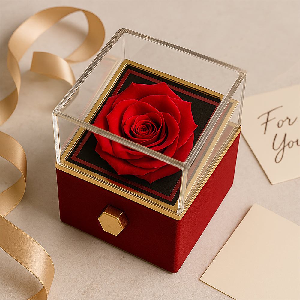 To My Wife: Love Knot with Rotating Rose Gift Box