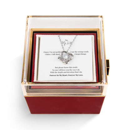 To My Wife: Love Knot with Rotating Rose Gift Box