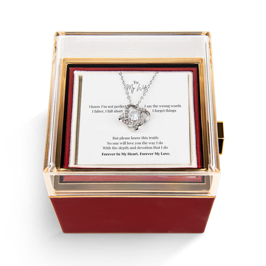 To My Wife: Love Knot with Rotating Rose Gift Box