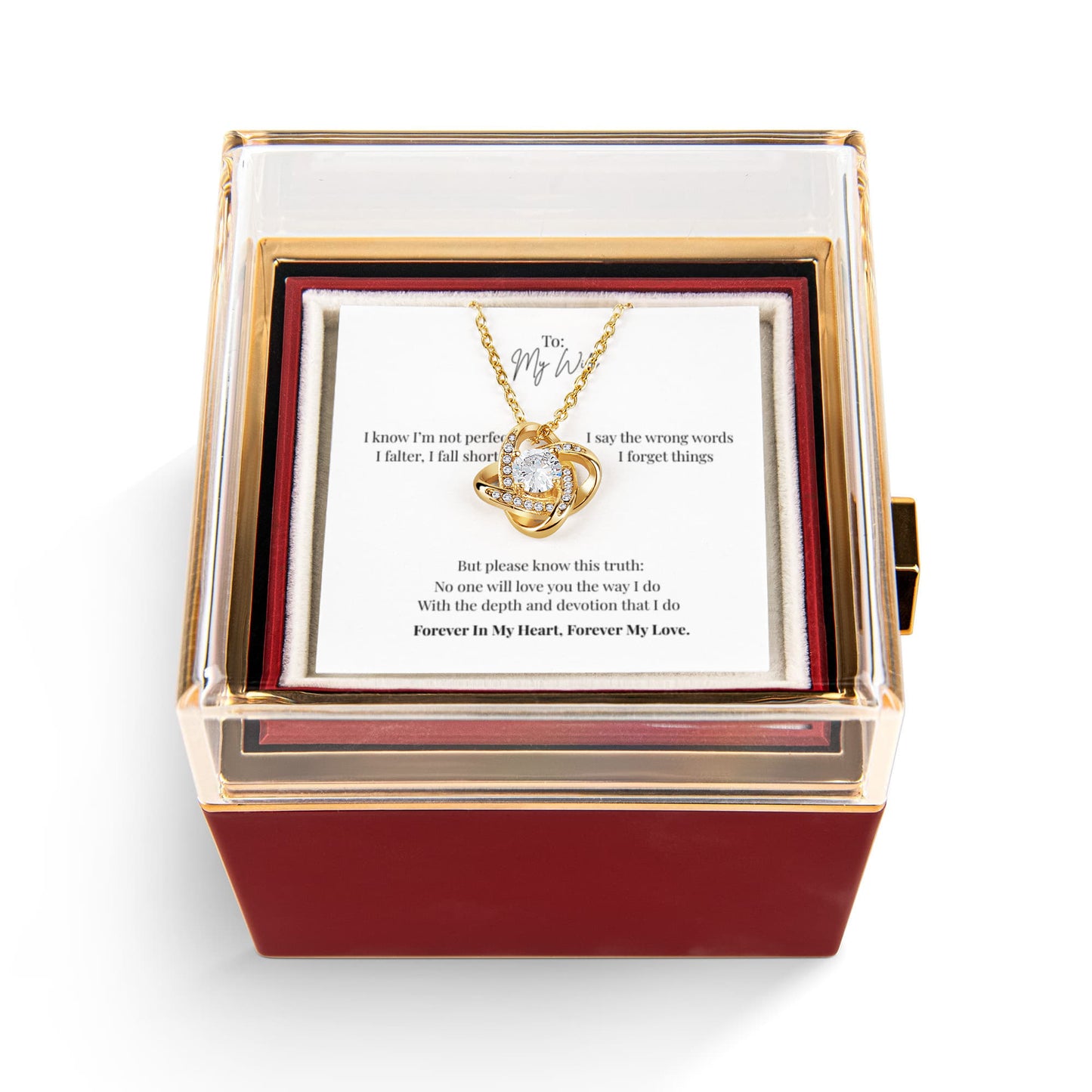 To My Wife: Love Knot with Rotating Rose Gift Box