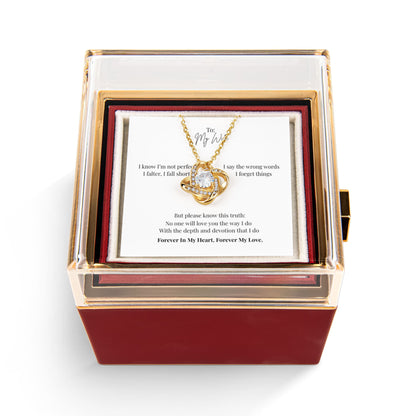To My Wife: Love Knot with Rotating Rose Gift Box