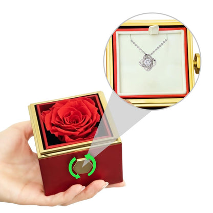 To My Wife: Love Knot Necklace with Red Heart Rose Box