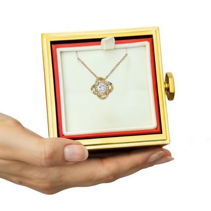 To My Wife: Love Knot Necklace with Red Heart Rose Box