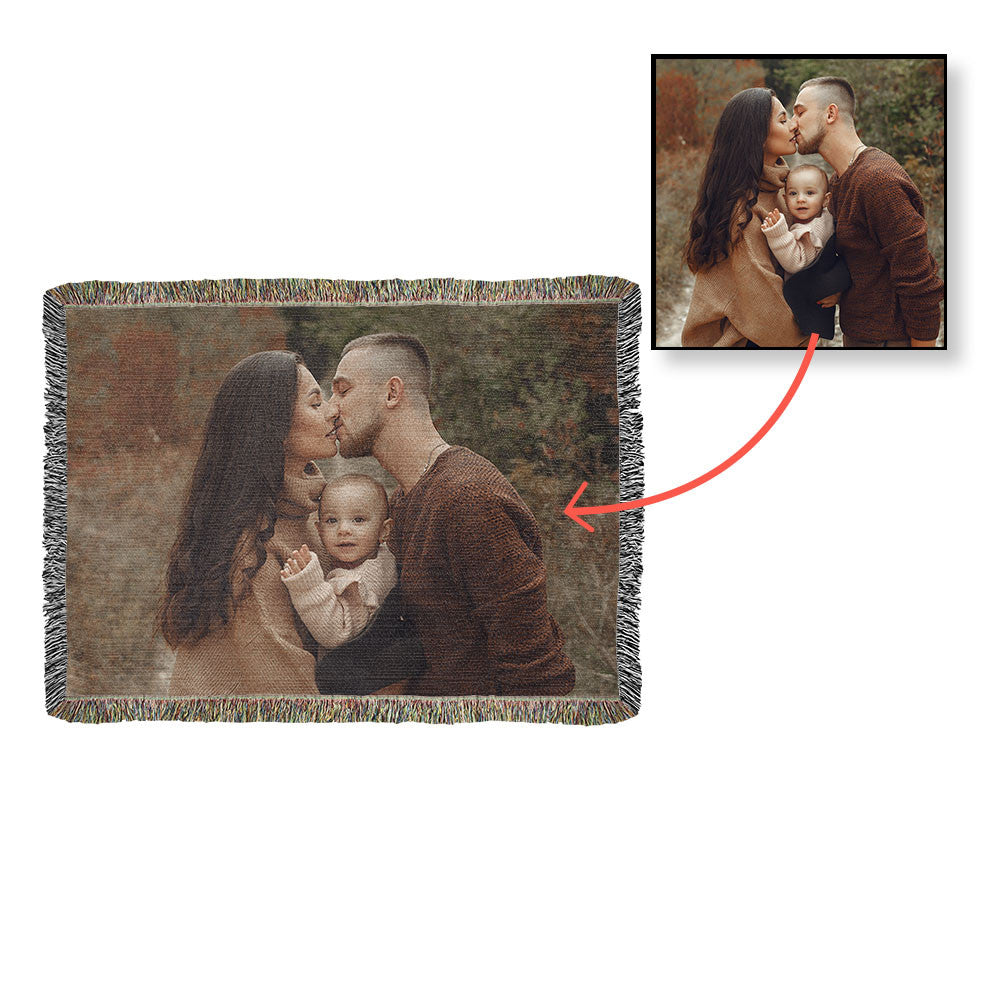 Heirloom Photo Cotton Woven Blanket Gift | Personalized Cherished Photo Memories