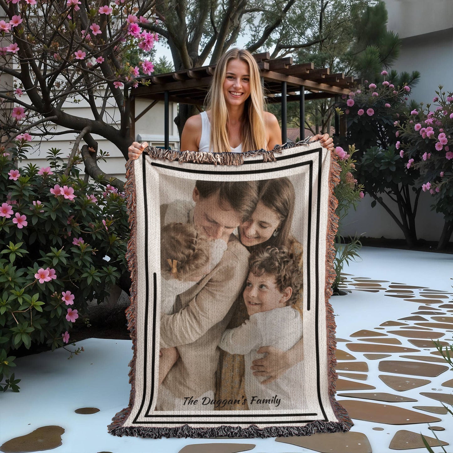 Custom Woven Blanket, Personalized Picture Throw, Cotton Woven Gift, Custom Portrait Blanket, Anniversary Gift Throw, Family Keepsake