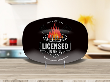 Personalized Grilling Plate, Unique BBQ Gifts for Dad, Custom Name Plate for Grill Masters, Dad Birthday Gift