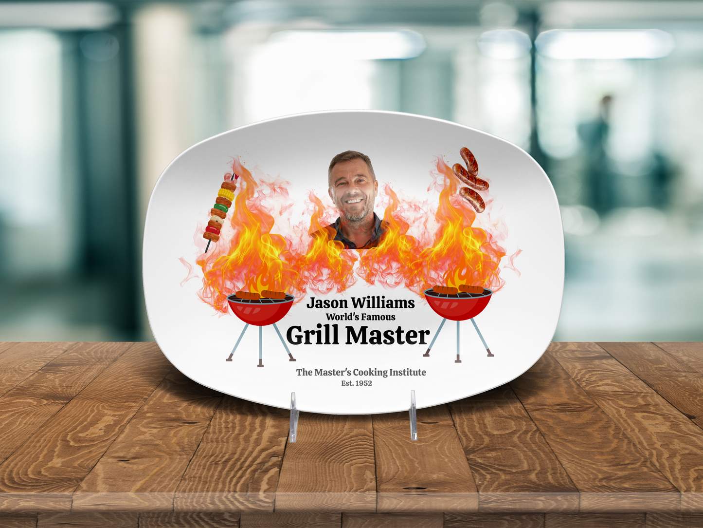 Personalized Grilling Plate, Unique BBQ Gifts for Dad, Custom Name Plate for Grill Masters, Dad Birthday Gift