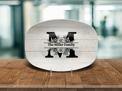 Personalized Family Monogram Serving Tray, Custom Name Plate, Family Gift Idea, Wedding Gift Idea, Dishwasher Safe Oval Plate