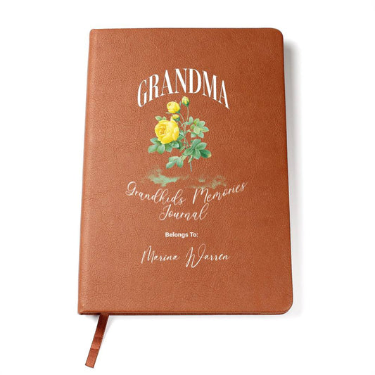 Grandma's Memories Journal, Personalized Leather Notebook, Vintage Grandkids Memory Book, Custom Journal for Grandparents, Gift