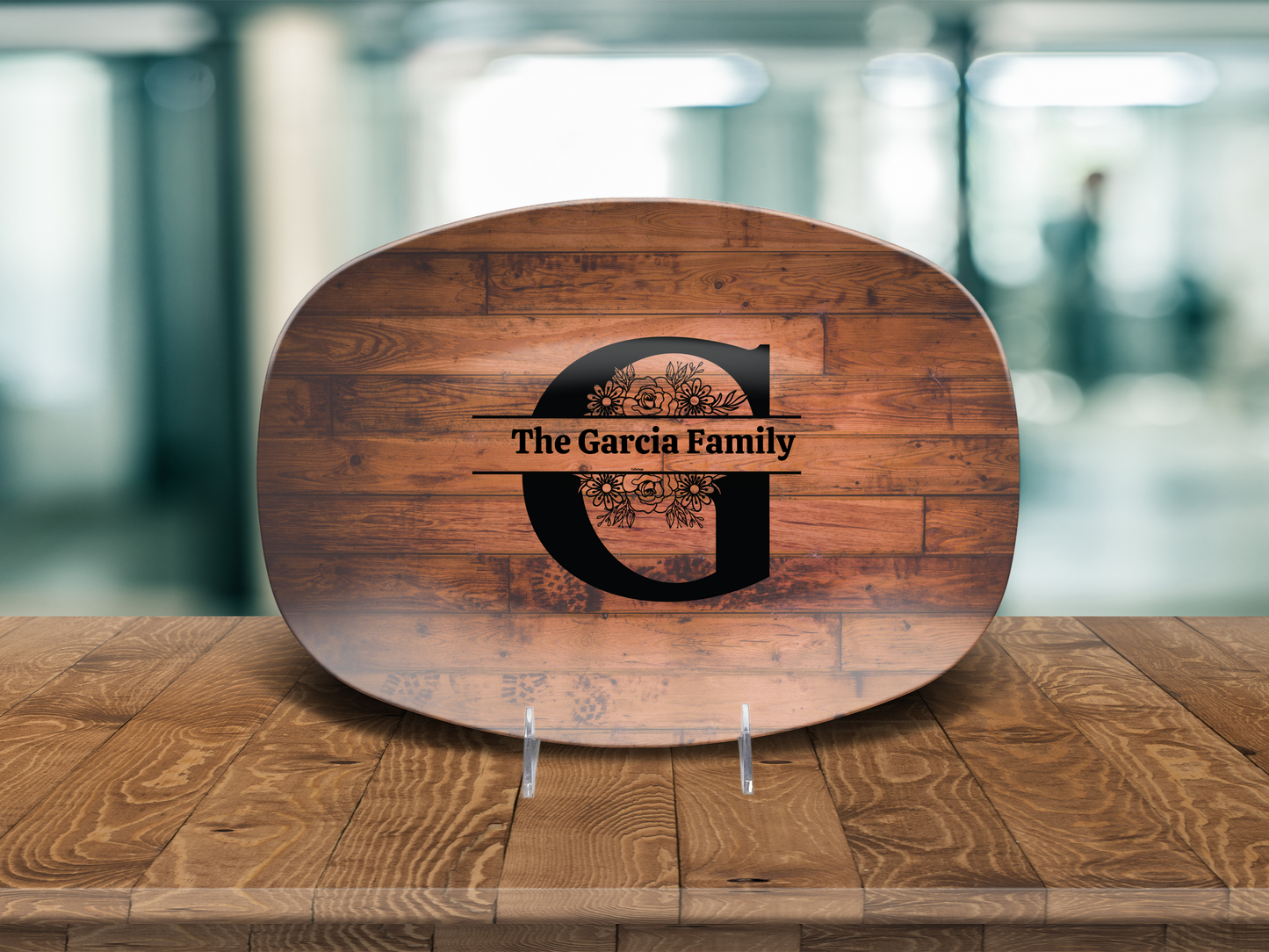 Personalized Family Serving Platter, Custom Monogram Kitchenware, Unbreakable Polymer Dish, Microwave Dishwasher Safe, Elegant Housewarming Gift