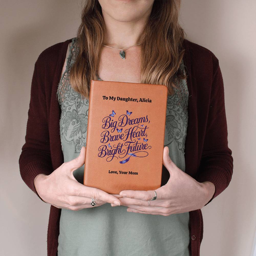 Personalized Leather Journal, Vegan Leather Notebook, Daughter Gift, Inspirational Quote, Custom Message Journal