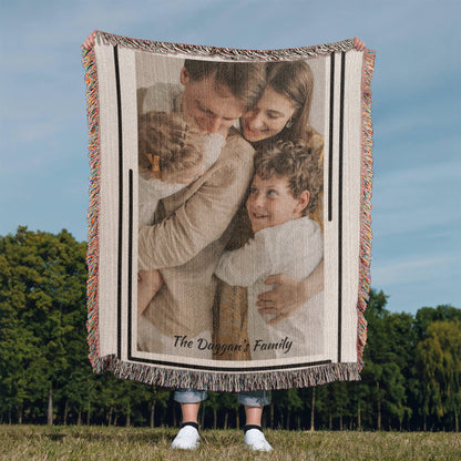 Custom Woven Blanket, Personalized Picture Throw, Cotton Woven Gift, Custom Portrait Blanket, Anniversary Gift Throw, Family Keepsake