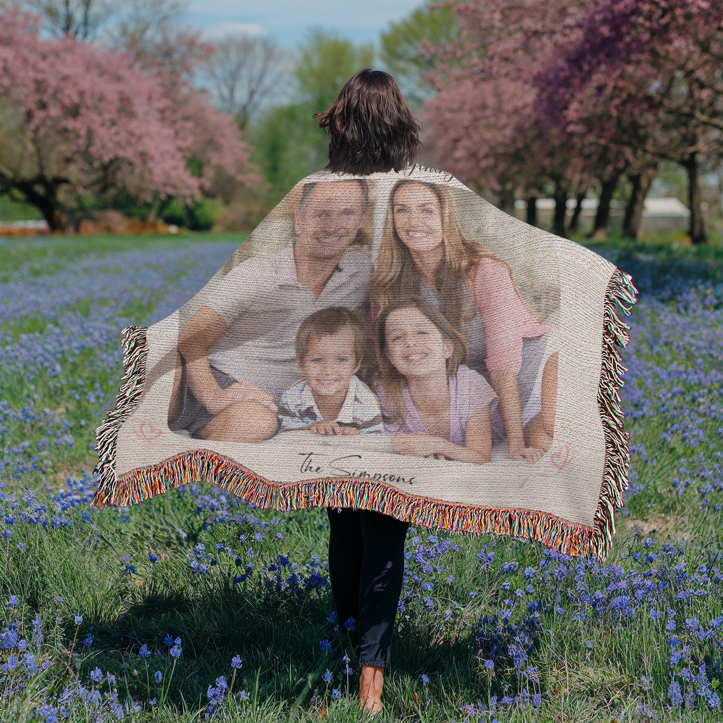 Heirloom Photo Cotton Woven Blanket Gift | Personalized Cherished Photo Memories