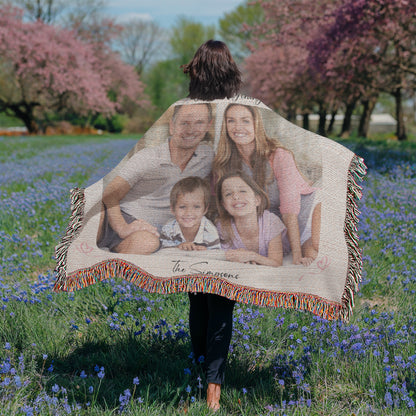 Heirloom Photo Cotton Woven Blanket Gift | Personalized Cherished Photo Memories