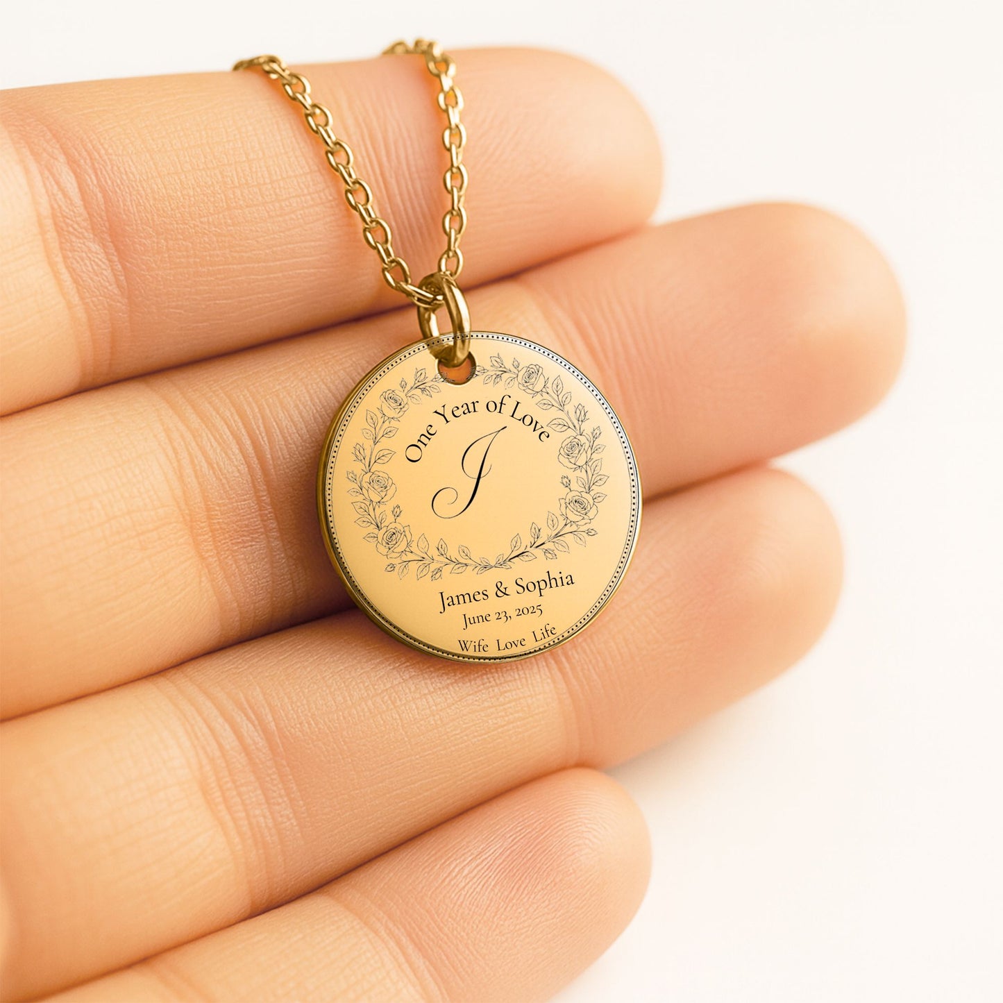 One Year Wedding Anniversary Coin Necklace