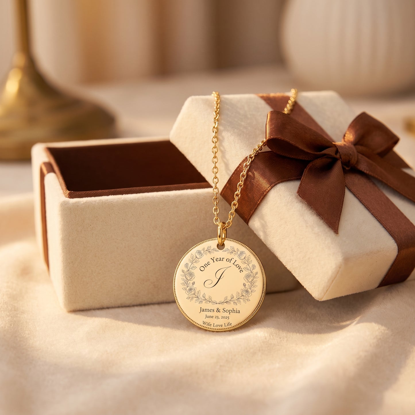 One Year Wedding Anniversary Coin Necklace
