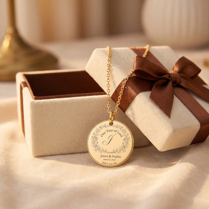 One Year Wedding Anniversary Coin Necklace
