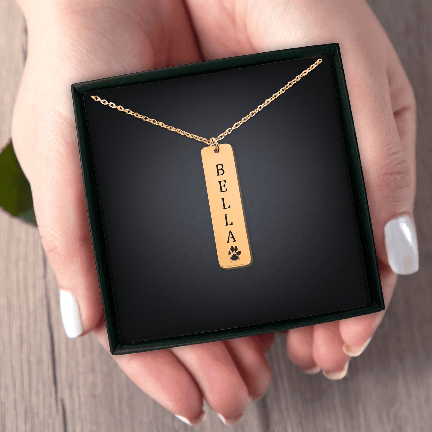 Pet's Name & Paw Print Necklace