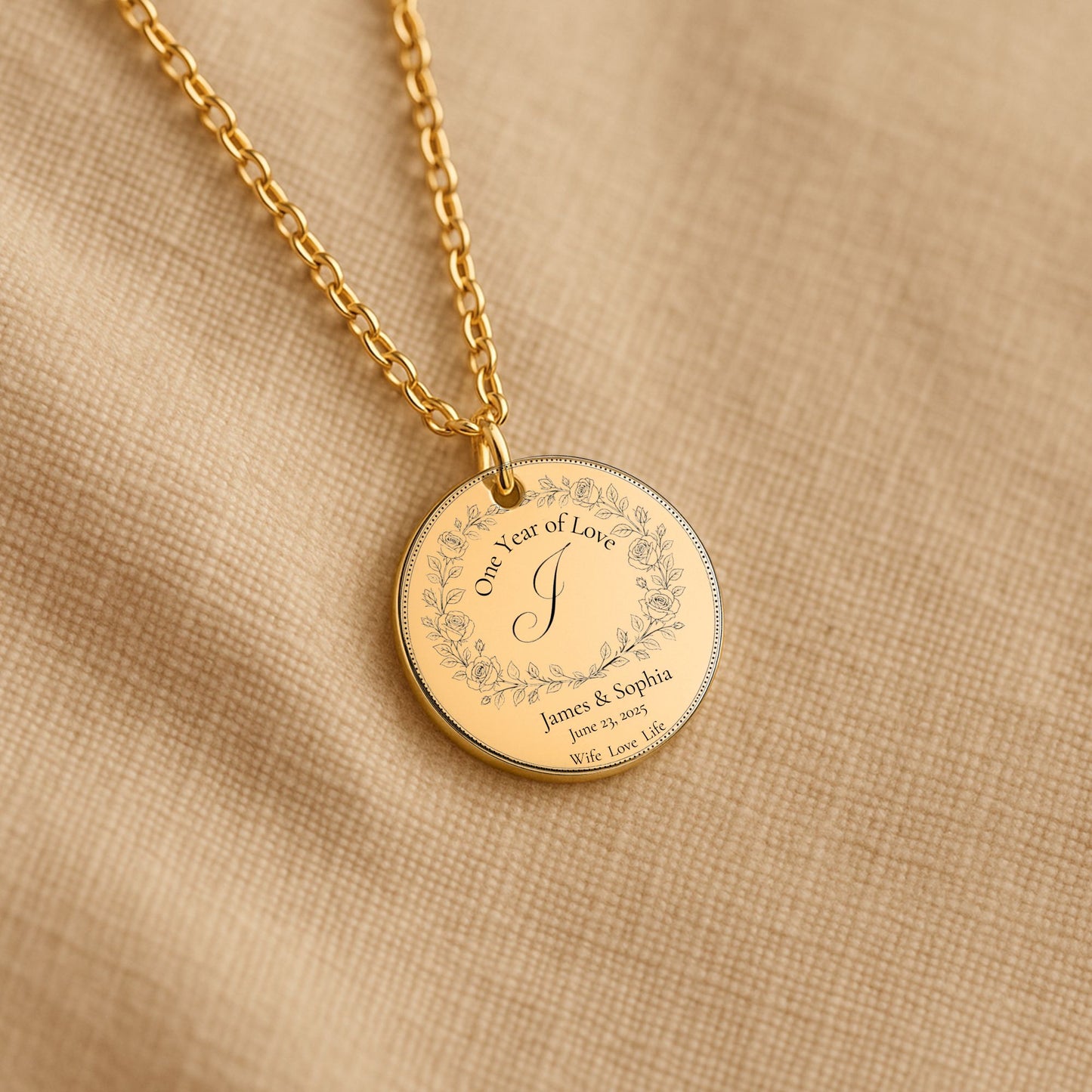 One Year Wedding Anniversary Coin Necklace