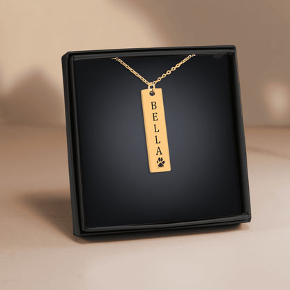 Pet's Name & Paw Print Necklace
