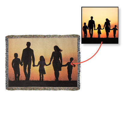 Heirloom Photo Cotton Woven Blanket Gift | Personalized Cherished Photo Memories