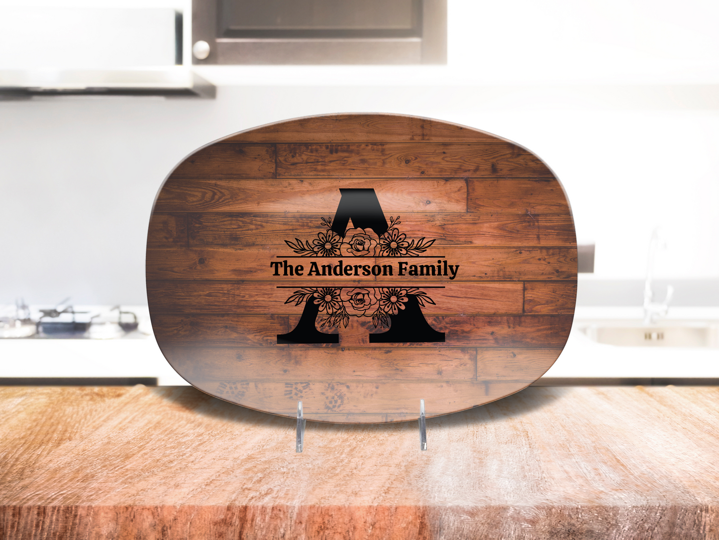 Personalized Family Serving Platter, Custom Monogram Kitchenware, Unbreakable Polymer Dish, Microwave Dishwasher Safe, Elegant Housewarming Gift