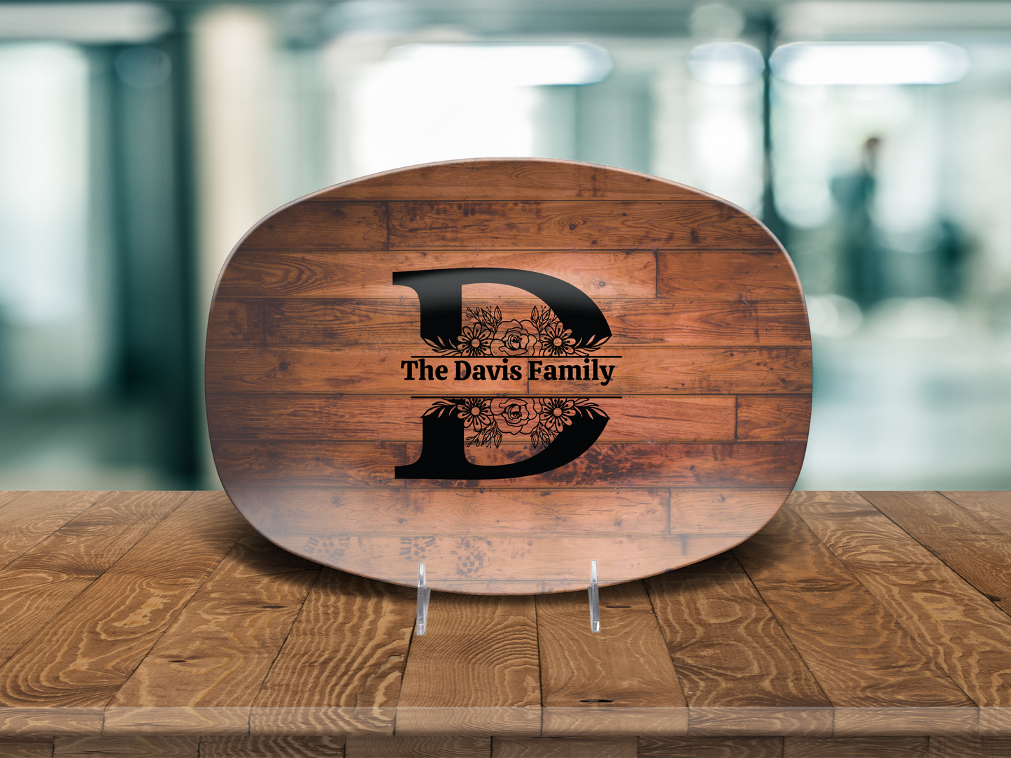 Personalized Family Serving Platter, Custom Monogram Kitchenware, Unbreakable Polymer Dish, Microwave Dishwasher Safe, Elegant Housewarming Gift