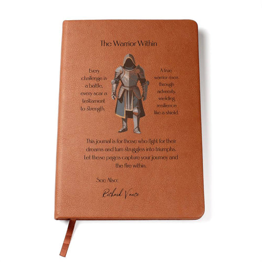Vegan Leather Journal for Men, Warrior Graphic Notebook, Motivational Journal Gift, Unique Personal Diary, Inspiring Gift for Him