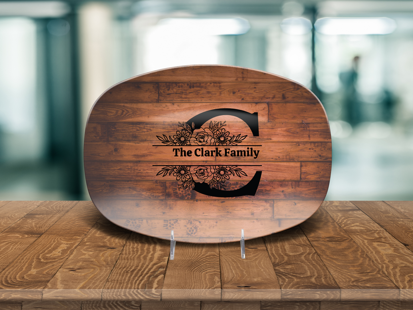 Personalized Family Serving Platter, Custom Monogram Kitchenware, Unbreakable Polymer Dish, Microwave Dishwasher Safe, Elegant Housewarming Gift