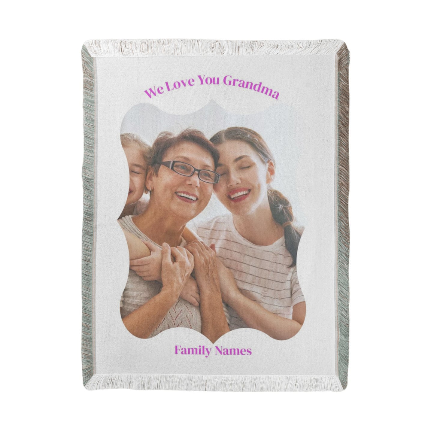 Personalized Woven Blanket, Custom Photo Keepsake, Gift for Grandma, Memory Blanket, Family Photo Throw, Unique Home Decor, Gift Idea