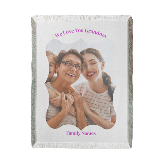 Personalized Woven Blanket, Custom Photo Keepsake, Gift for Grandma, Memory Blanket, Family Photo Throw, Unique Home Decor, Gift Idea