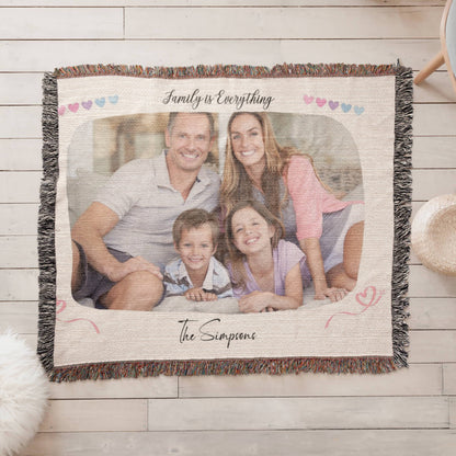 Heirloom Photo Cotton Woven Blanket Gift | Personalized Cherished Photo Memories