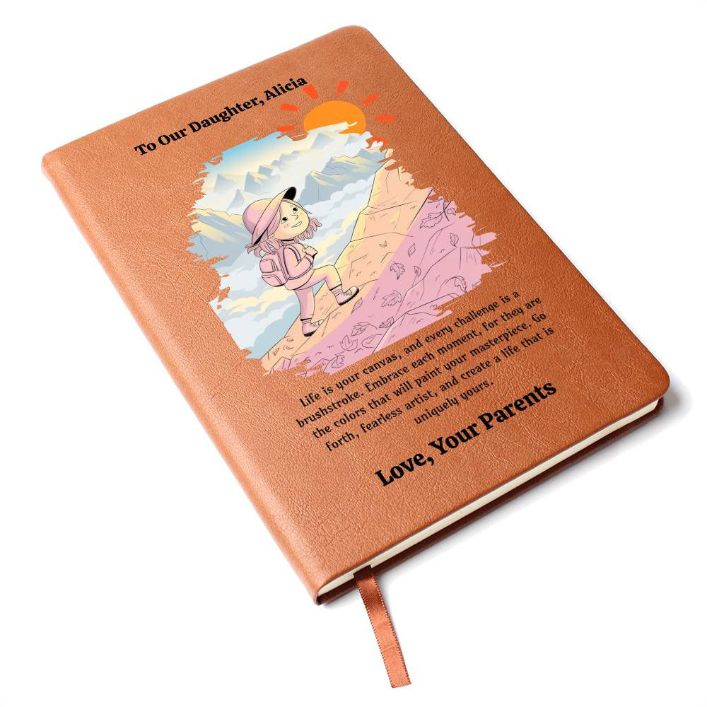 Custom Daughter Journal, Vegan Leather Notebook, Personalized Travel Diary, Inspirational Gift for Daughter, Sentimental Keepsake