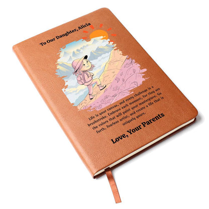 Custom Daughter Journal, Vegan Leather Notebook, Personalized Travel Diary, Inspirational Gift for Daughter, Sentimental Keepsake