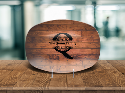 Personalized Family Serving Platter, Custom Monogram Kitchenware, Unbreakable Polymer Dish, Microwave Dishwasher Safe, Elegant Housewarming Gift