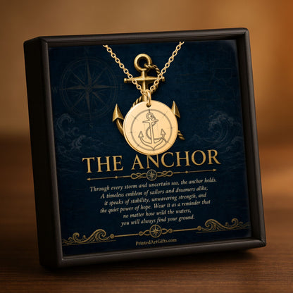 Personalized Anchor Necklace, Nautical Jewelry Gift, Custom Engraved Pendant, 18k Gold or Rose Gold, Unisex Nautical Pendant